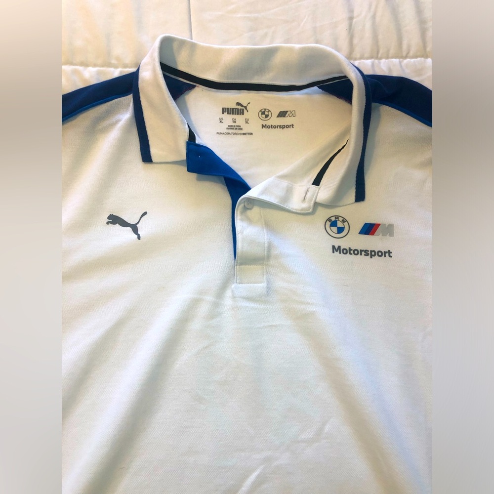 Puma White and Blue Motorsport Polo Shirt, Size XL